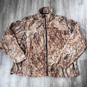 Cabelas Fleece Jacket Mens Extra Large Camo Backwaters Full Zip Up Hunting Adult